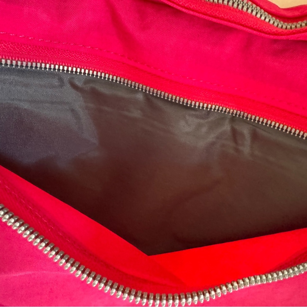 New Pink Nylon Crossbody Purse Bag Pockets Zippers Bright SIDE POCKETS - Picture 5 of 13
